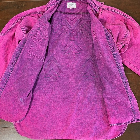 VINTAGE 1980s Sundance Button Down Lightweight Jacket Pink Tribal One Size 80s - Picture 6 of 12